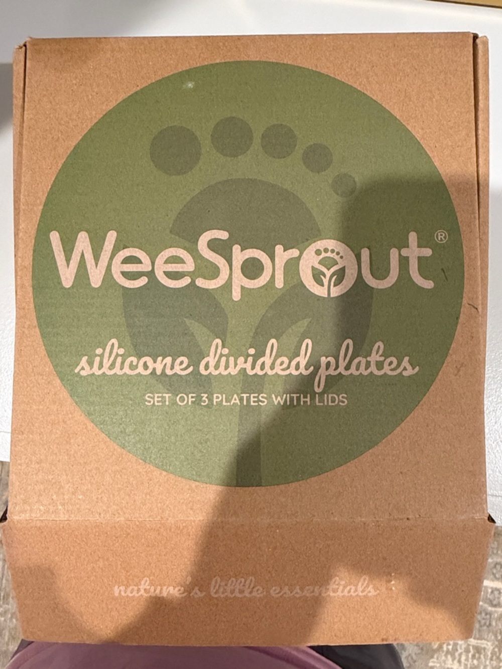 Green Silicone Divided Plates - Set of 3 with Lids